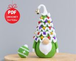 Crochet patterns Christmas tree gnome with Christmas ornements, Christmas amigurumi gnome pattern, Christmas crochet gnome pattern - Image 9