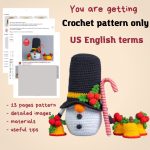 Crochet patterns Christmas Snowman gnome with the bell and candy cane, Christmas amigurumi gnome pattern, Christmas crochet gnomes pattern - Image 2