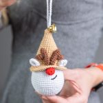 Christmas reindeer crochet ornament pattern, Crochet reindeer gnome pattern, Crochet Christmas keychain, Winter gnome amigurumi pattern - Image 3