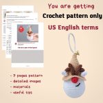 Christmas reindeer crochet ornament pattern, Crochet reindeer gnome pattern, Crochet Christmas keychain, Winter gnome amigurumi pattern - Image 2
