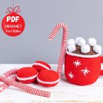 Crochet patterns Christmas mug and murshmallows,  Christmas crochet food pattern, Crochet play food pattern, Crochet Christmas decor pattern