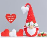 Crochet patterns gnome with crochet heart, Crochet gnome amigurumi pattern, Crochet valentine gnome patterns,  Crochet gift pattern - Image 9