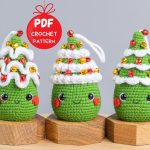 Crochet patterns Christmas tree ornaments, Crochet amigurumi patterns, Crochet Christmas tree keychain, Christmas trees amigurumi pattern