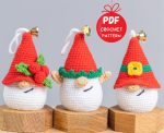 Crochet patterns Christmas ornaments, Crochet elf gnome pattern, Crochet Christmas keychain sants pattern, Santa gnome amigurumi pattern