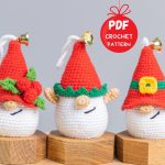 Crochet patterns Christmas ornaments, Crochet elf gnome pattern, Crochet Christmas keychain sants pattern, Santa gnome amigurumi pattern