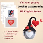 Crochet patterns gnome with crochet heart, Crochet gnome amigurumi pattern, Crochet Valentine gnome pattern,  Crochet Valentines day pattern - Image 2