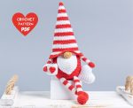 Crochet patterns gnome with crochet heart, Crochet gnome amigurumi pattern, Crochet Valentines day gnome pattern,  Crochet gnome with cup - Image 7