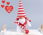 Crochet patterns gnome with crochet heart, Crochet gnome amigurumi pattern, Crochet Valentines day gnome pattern,  Crochet gnome with cup - Image 5