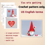 Crochet patterns gnome with crochet bag and envelope, Crochet gnome mailman amigurumi pattern, Crochet Valentine gnome pattern, Crochet gift - Image 2