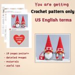 Crochet patterns gnomes in love with envelope, Crochet gnomes couple amigurumi pattern, Crochet Valentine gnome pattern, Crochet gift - Image 2