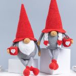 Crochet patterns gnomes with cups, Crochet gnome amigurumi pattern, Crochet valentine gnome patterns, Crochet gift for couple, Crochet heart - Image 5