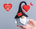 Crochet patterns bundle gnomes with crochet hearts, Crochet gnome amigurumi pattern, Crochet Valentine gnome pattern,  Crochet Valentines - Image 3