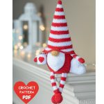 Crochet patterns gnome with crochet heart, Crochet gnome amigurumi pattern, Crochet Valentines day gnome pattern,  Crochet gnome with cup