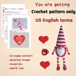 Crochet patterns gnome with crochet heart, Crochet gnome amigurumi pattern, Crochet Valentines day gnome pattern,  Crochet gnome with cup - Image 2
