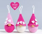 Crochet patterns gnome keychain with crochet heart, Crochet keychain amigurumi pattern, Crochet Valentines day pattern,  Small crochet decor - Image 3