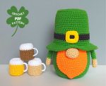 Crochet patterns St Patricks day gnome with beer, Leprechaun crochet gnome amigurumi pattern, Fathers day lucky crochet decor pattern - Image 5