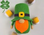 Crochet patterns St Patricks day gnome with beer, Leprechaun crochet gnome amigurumi pattern, Fathers day lucky crochet decor pattern - Image 9