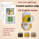 Crochet patterns Beer gnome, Fathers day crochet gnome amigurumi pattern, Crochet food pattern, Mug amigurumi food pattern, Crochet gift - Image 2