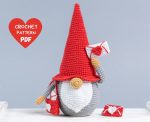 Crochet patterns gnome with crochet bag and envelope, Crochet gnome mailman amigurumi pattern, Crochet Valentine gnome pattern, Crochet gift - Image 4