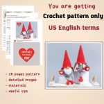 Crochet patterns gnomes with cups, Crochet gnome amigurumi pattern, Crochet valentine gnome patterns, Crochet gift for couple, Crochet heart - Image 2