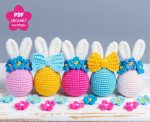 Crochet patterns Bunny Easter egg, Crochet bunny amigurumi pattern, Easter amigurumi bunny pattern with crochet flowers, Crochet decor - Image 3