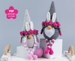 Easter Crochet patterns bunny gnomes, Crochet bunny amigurumi pattern, Crochet animals patterns, Crochet Easter decor, Crochet flowers