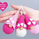 Crochet patterns gnome keychain with crochet heart, Crochet keychain amigurumi pattern, Crochet Valentines day pattern,  Small crochet decor