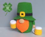 Crochet patterns St Patricks day gnome with beer, Leprechaun crochet gnome amigurumi pattern, Fathers day lucky crochet decor pattern - Image 8