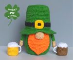 Crochet patterns St Patricks day gnome with beer, Leprechaun crochet gnome amigurumi pattern, Fathers day lucky crochet decor pattern - Image 6