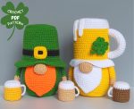 Crochet patterns Beer Leprechaun gnome, St Patricks day crochet gnomes amigurumi patterns, Fathers day crochet gift pattern