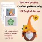 Easter Crochet pattern Sunflower Gnome, Crochet Sunflower pattern, Garden Gnome amigurumi pattern, Crochet plant pattern with crochet flower - Image 2