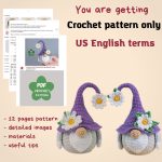 Crochet patterns Flower Gnome with crochet daisies, Garden Gnome amigurumi pattern, Crochet plant pattern, Crochet home decor, Crochet gift - Image 2