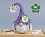 Crochet patterns Flower Gnome with crochet daisies, Garden Gnome amigurumi pattern, Crochet plant pattern, Crochet home decor, Crochet gift - Image 8