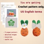 Crochet patterns Bunny Easter egg, Crochet carrot bunny amigurumi pattern, Easter amigurumi bunny pattern with crochet flower, Crochet decor - Image 2