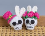 Easter crochet patterns skull keychain with flowers, Crochet bunny skull pattern, Crochet skull amigurumi pattern, Crochet keychain pattern - Image 5