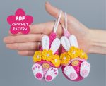Easter crochet patterns bundle Easter Bunny keychains with Crochet bunny gnomes, Crochet gnome bunny amigurumi pattern, Crochet Easter decor - Image 4