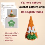 Crochet patterns Easter bunny gnomes with crochet flowers, Easter crochet carrot gnome amigurumi pattern, Crochet Easter gnomes patterns - Image 5