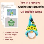 Crochet patterns Gnome with Bee and crochet flowers, Crochet bee pattern, Gnome amigurumi pattern, Crochet gnome pattern, Easter decorations - Image 2