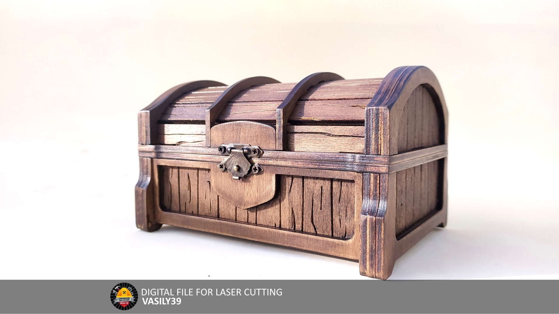 il_fullxfull.4787561699_hg2t.jpg Treasure Chest Laser Cut Files: SVG, PDF, CDR (Digital Product) - Image 1