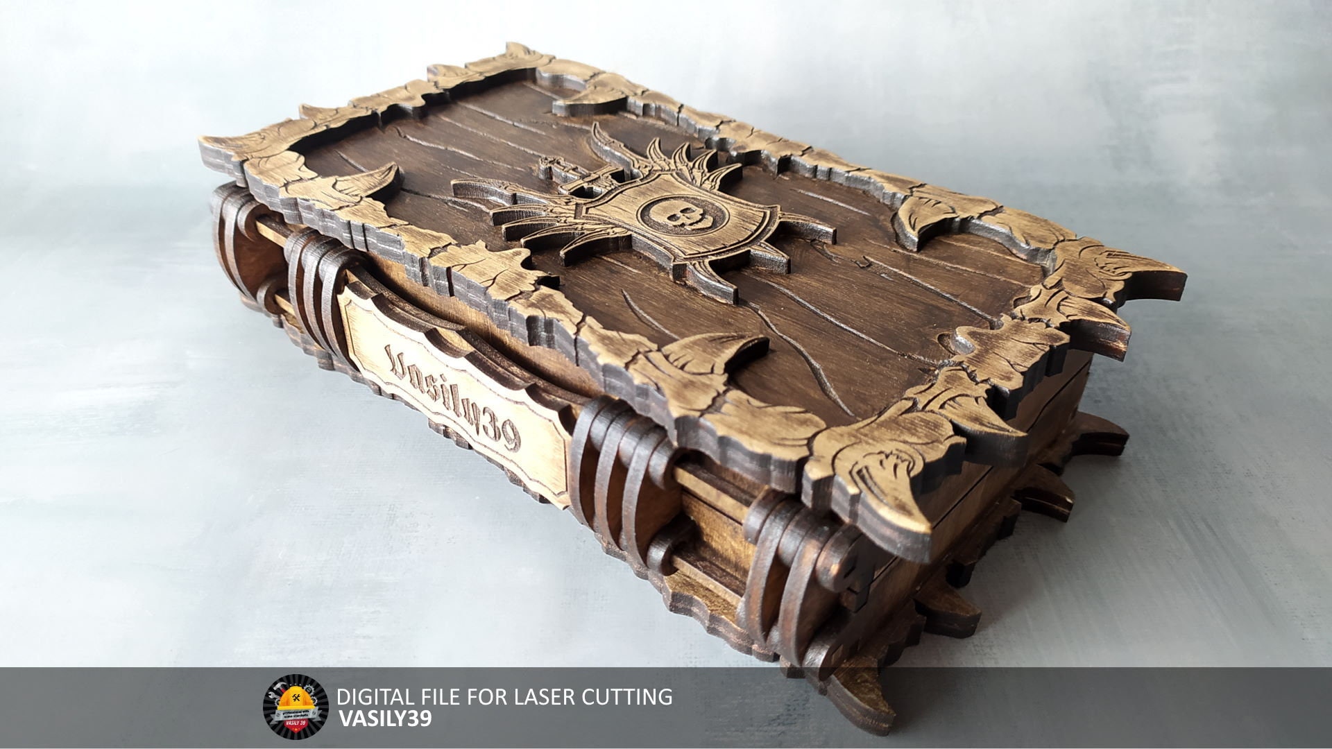 il_fullxfull.4794836329_rd0t.jpg Laser Cut Book Box, Board Game Storage, SVG PDF CDR (Digital Product) - Image 1