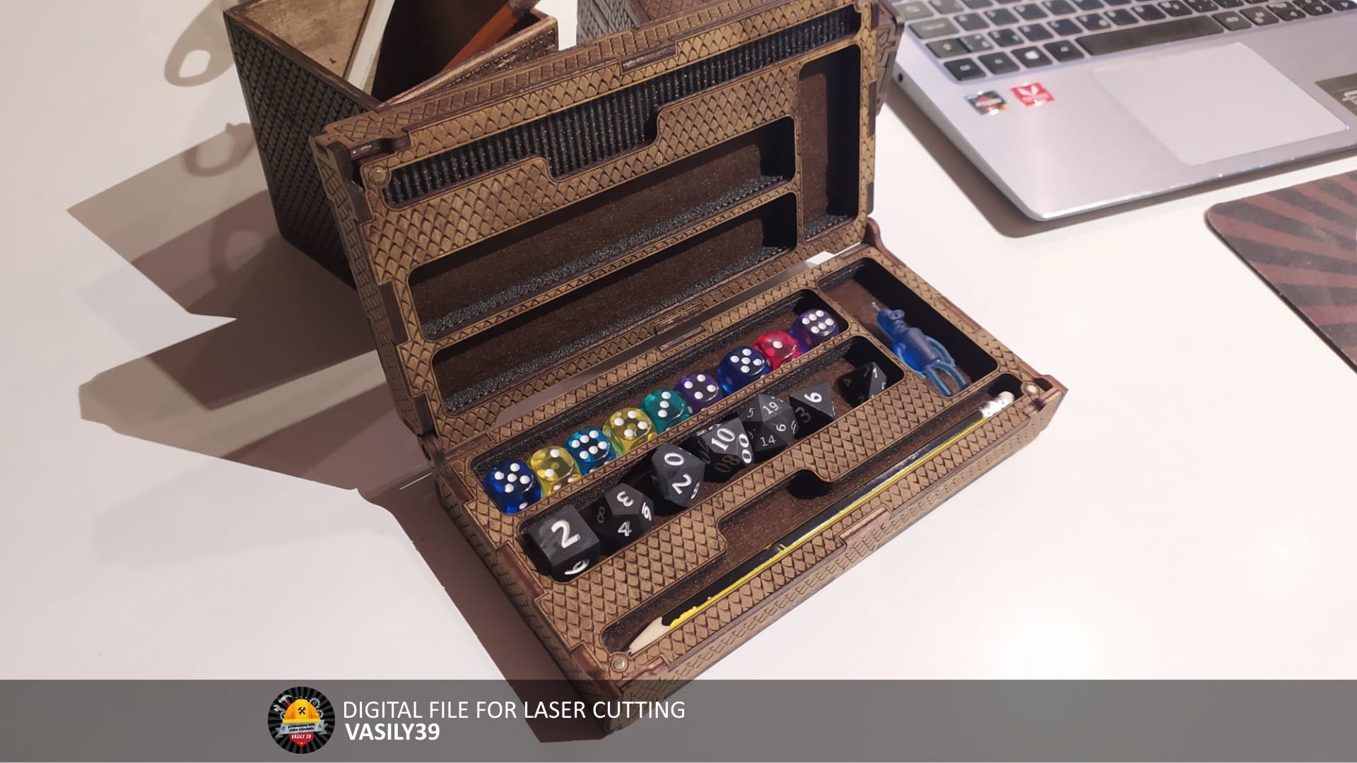 il_fullxfull.4796014051_o62n.jpg Dragon Scale Dice Box SVG Laser Cut Files (Digital Product) - Image 1