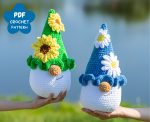 Crochet patterns bundle Four Plushie gnomes, Crochet pillow pattern, Big Crochet Plush gnome pattern, Crochet flower gnome amigurumi pattern - Image 3