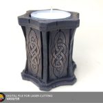 Laser Cut Candle Holder with Celtic Knot Design (SVG, PDF, CDR)
