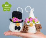 Crochet patterns bundle gnomes groom and bride, Crochet wedding decor pattern, Crochet keychains pattern, Crochet wedding ornaments - Image 4