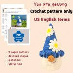 Crochet pattern Plushie gnome, Crochet pillow pattern, Big Crochet Plush gnome pattern, Crochet flower gnome amigurumi pattern as home decor - Image 2