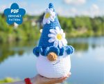 Crochet pattern Plushie gnome, Crochet pillow pattern, Big Crochet Plush gnome pattern, Crochet flower gnome amigurumi pattern as home decor