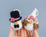 Crochet patterns gnomes groom and bride, Crochet wedding decor pattern, Crochet keychains pattern, Crochet wedding ornaments. Crochet flower - Image 6
