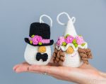 Crochet patterns gnomes groom and bride, Crochet wedding decor pattern, Crochet keychains pattern, Crochet wedding ornaments. Crochet flower - Image 7