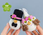Crochet patterns bundle gnomes groom and bride, Crochet wedding decor pattern, Crochet keychains pattern, Crochet wedding ornaments - Image 2