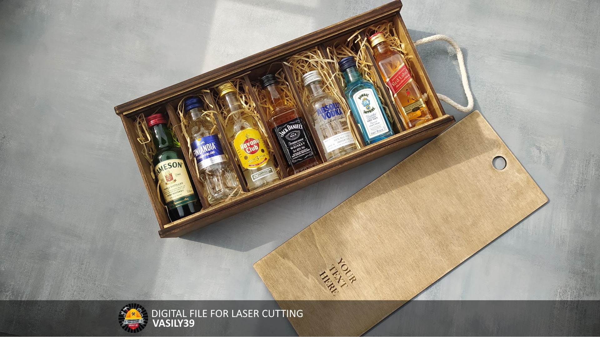 il_fullxfull.5036369265_q3rc.jpg Miniature Bottle Slider Box: Laser Cut Files (SVG, PDF, CDR) - Image 1